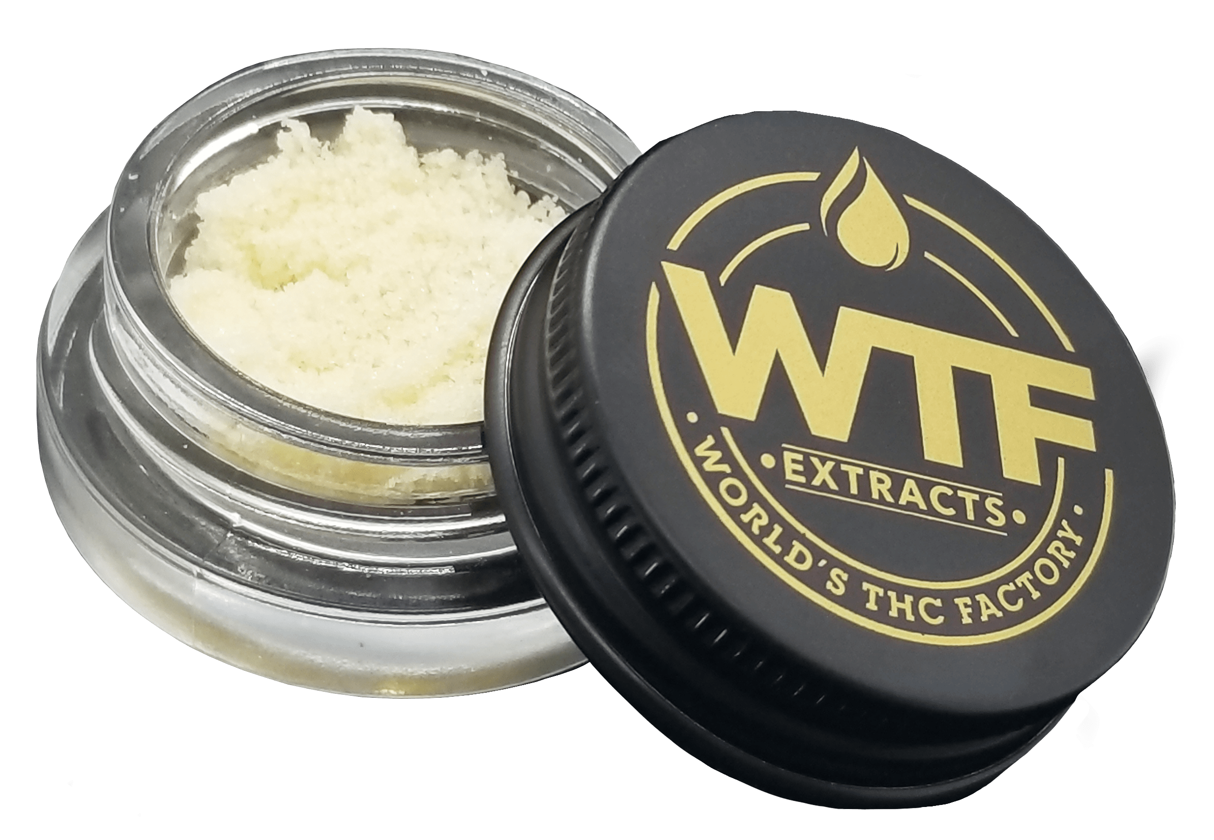 Premium jar of WTF Diamond Dust cannabis concentrate