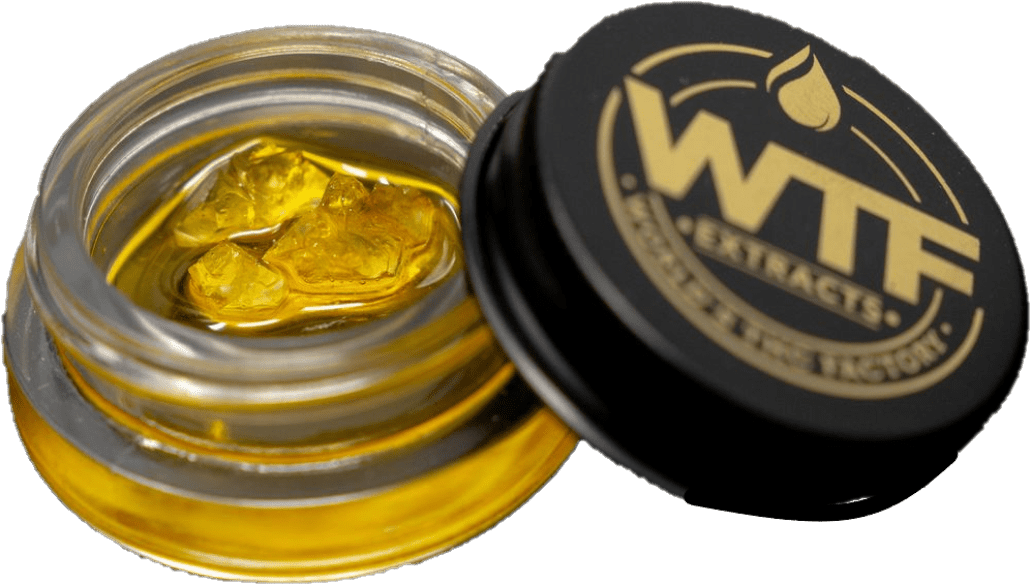 Premium jar of WTF Sugar cannabis concentrate