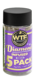 Jar of WTF Extracts Diamond Infused Indica Pre-Rolls.